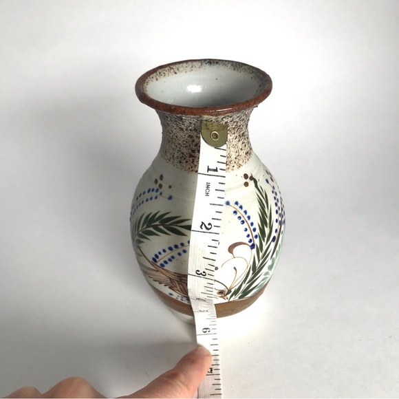 Vintage Mexican Folk Art Sandstone Quail Pottery Vase Unique - Picture 8 of 10